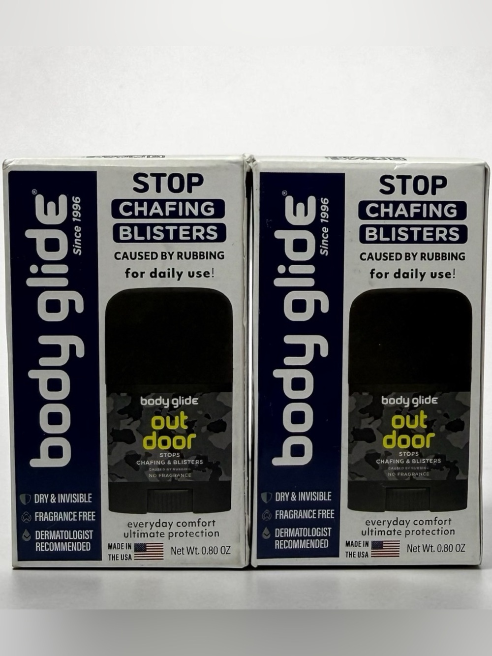 Body Glide Outdoor Anti Chafe Balm 2 Pack 0.8 oz Each Fragrance Free Sticks
